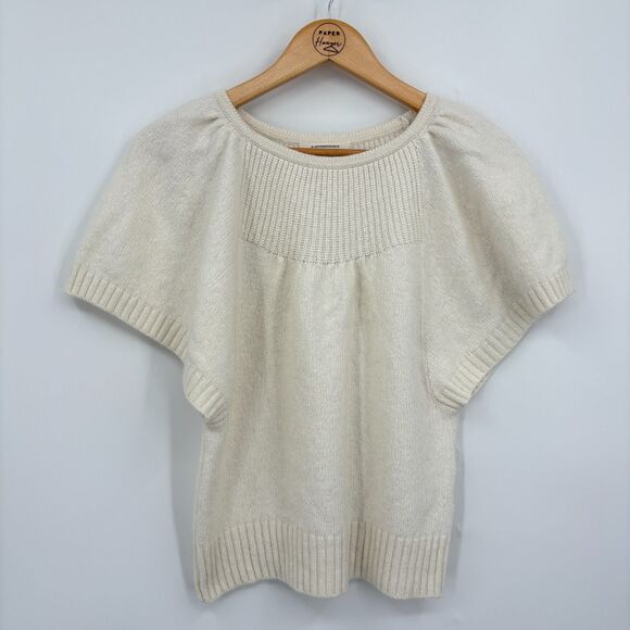 Anthropologie Butterfly Sleeve Sweater in Cream, Size Small, Italy - Picture 3 of 12